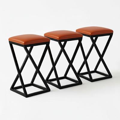 Kit 3 Banco Banqueta 80 Cm Alta Bancada Ferro Bistrô Corino Caramelo