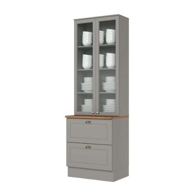 Cristaleira Henn Americana 2 Portas 2 Gavetas Sd C357-05 Naturale/cinza