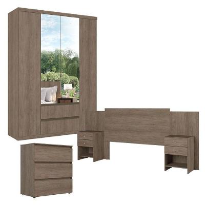 Guarda Roupa Solteiro Nobre Glass Condessa Formosa 4 Portas 5 Gavetas MDF MDP Rustic THB Móveis
