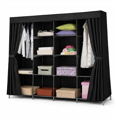 Guarda-roupa Portátil Gigante Preto Com 12 Prateleiras Organização Máxima Para Roupas E Acessórios
