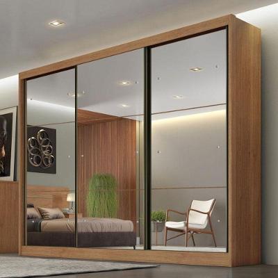 Guarda Roupa Casal Ambiente Atlanta 3 Portas 4 Gavetas Cumaru 23 Com Espelho - Novo Horizonte