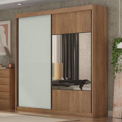 Guarda Roupa Casal Ambiente Sienna 2 Portas 4 Gavetas Cumaru 25 Fendi Com Espelho - Novo Horizonte
