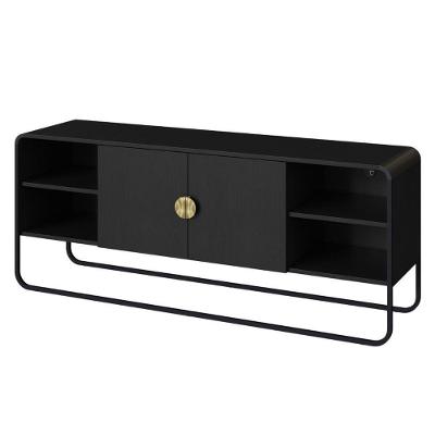 Rack Orgânico Luna Artesano 150 Cm (larg) Em Mdp Nero Base Metal Preto