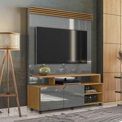 Estante Home Para Tv Até 60 Polegadas 2 Portas Prateleira E Rodízio Berlim Cinza Perolizado/tauari - Lukaliam