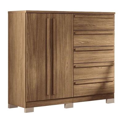 Comoda 2 Portas 5 Gavetas Malaga Gold Com Pés Jatobá Acetinado - Santos Andirá