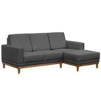 Sofá Kayrós 200cm 3 Lugares com Chaise D05 Suede Cinza - 1