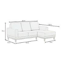 Sofá Kayrós 200cm 3 Lugares com Chaise D05 Suede Cinza - 2