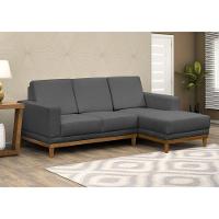 Sofá Kayrós 200cm 3 Lugares com Chaise D05 Suede Cinza - 3