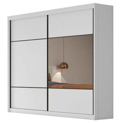 Guarda Roupa Casal Belmonte 2 Portas 8 Gavetas Neve Com Espelho - Novo Horizonte