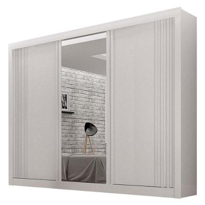 Guarda Roupa Casal 3 Portas Com Espelho Milano Branco - Leifer Móveis