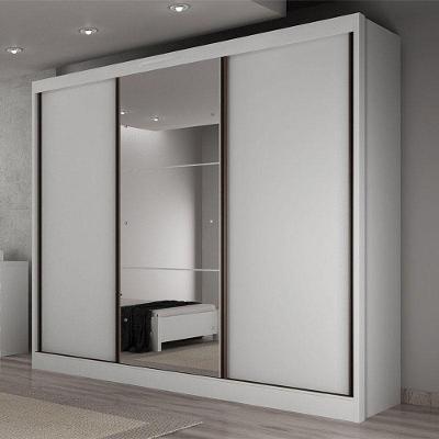 Guarda Roupa Casal Ambiente Duna 3 Portas 4 Gavetas Neve Com Espelho - Novo Horizonte