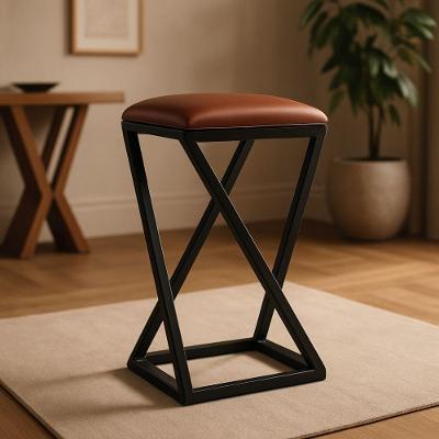Banqueta Z 80 Cm Banco Cozinha Corino Bistrô Ferro Balcão Marrom