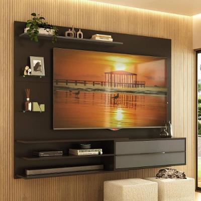 Painel Para Tv Até 65 Polegadas 1 Porta E Prateleiras Multimóveis MP1064 Preto-grafite