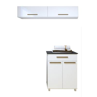 Lavanderia Modulada 2 Armários Aéreo E Balcão Magé - Kaiki Móveis Branco