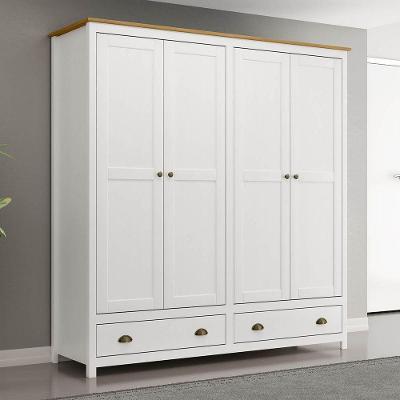 Guarda-roupa 4 Portas 2 Gavetas Branco/freijó Topázio Madeira Pinus - Finestra