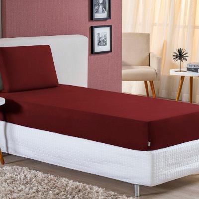Jogo De Cama Solteiro Nobre 2 Peças Lençol Com Elástico De 30cm De Altura Malha 100% Algodão - Vinho