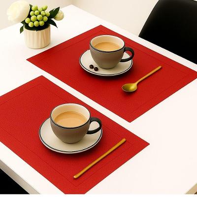 Jogo 2 Lugar Americano Retangular Mesa Pvc Vermelho Executivo 30x45cm Em Casa Tem