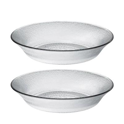 Jogo 2 Prato Fundo De Vidro Acquamarine Transparente 19,5cm Class Home