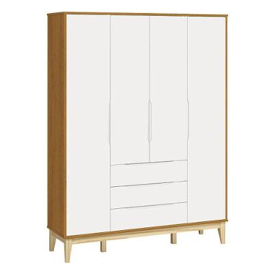 Guarda Roupa Infantil Classic Elfe Branco Acetinado Savana Natural - Reller