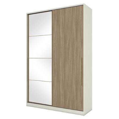 Guarda Roupa Modulado Seletto 2 Portas Deslizantes Areia/jequitibá Com Espelho - Móveis Henn Areia/jequitibá
