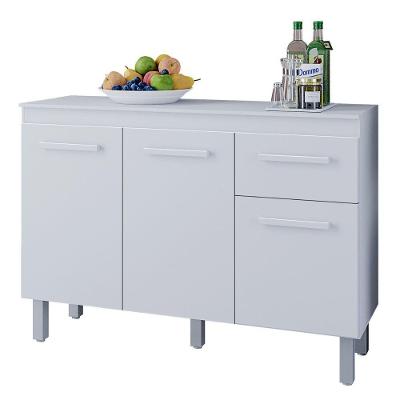 Balcão Com Tampo Vitória 3 Portas 118 Cm Moblis Cor:branco