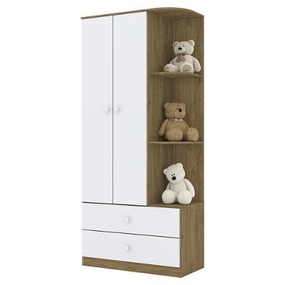 Guarda Roupa Infantil Labirinto 2 Portas E 2 Gavetas Rústico/branco - Móveis Henn Rústico/branco