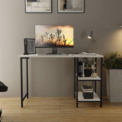 Escrivaninha Retangular Mesa Office Estudo Industrial Aço 110cm Preto e Off White