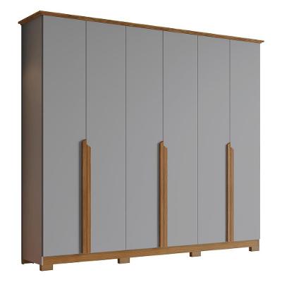 Guarda Roupa Casal Andréas 6 Portas E 6 Gavetas Cinza/nature - Móveis Henn Cinza/nature
