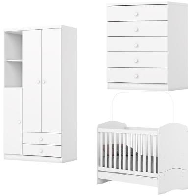 Quarto Infantil 3 Pecas Berco Mini Cama Bala De Menta Branco Henn Branco