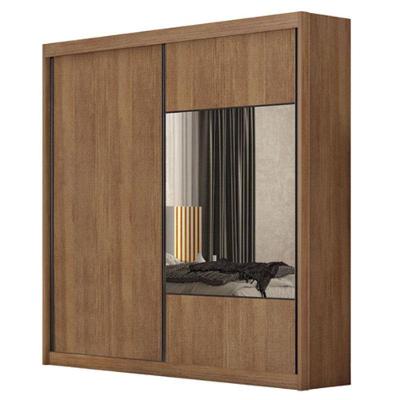 Guarda Roupa Casal Sienna 2 Portas 4 Gavetas Cumaru 23 Com Espelho - Novo Horizonte