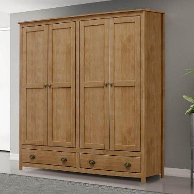 Guarda-roupa 4 Portas 2 Gavetas Topázio Freijó Madeira Pinus- Finestra