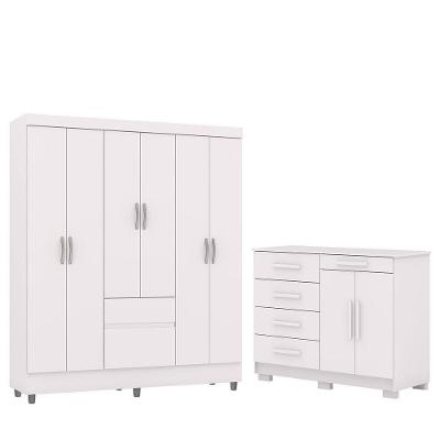 Guarda Roupa Casal Ideval 7 Portas de Bater 7 Gavetas MDP com Sapateira Branco