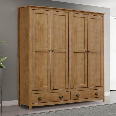 Guarda-roupa 4 Portas 2 Gavetas Freijó Topázio Madeira Pinus - Finestra