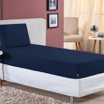 Jogo De Cama Solteiro Nobre 2 Peças Lençol Com Elástico De 30cm De Altura Malha 100% Algodão - Azul-marinho