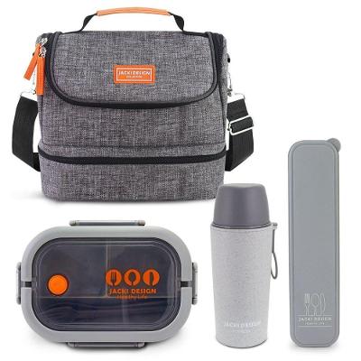 Kit Refeições Vibe Jacki Design – Marmita, Garrafa Térmica E Bolsa Térmica 2 Compartimentos - Cinza