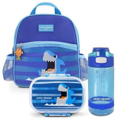 Kit Lancheira Térmica Infantil E Pote P/ Lanche De 2 Andares Infantil Com Garrafa - Jacki Design Azul