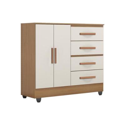 Cômoda Lite 4 Gavetas E 2 Portas Nature Off White - Móveis Leão