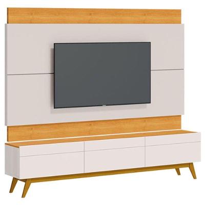 Rack Bancada 3 Gavetas E Painel Para Tv Classic 2.2 Off White Nature - Imcal