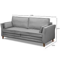 Sofá Living 3 Lugares 200Cm Pés Madeira Efraim F05 Veludo Prata - Mpozenato - 2