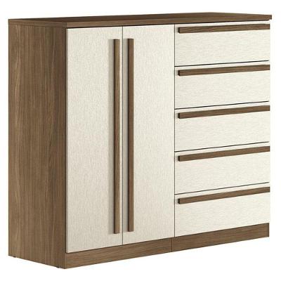 Comoda 2 Portas 5 Gavetas Malaga Gold Jatobá Areia Acetinado - Santos Andirá