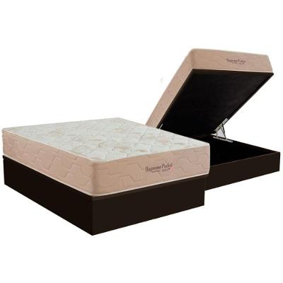 Conjunto Box Baú Casal: Colchão Molas Inovaflex Ensacadas Supreme+base Crc Corano Brown (138x188)