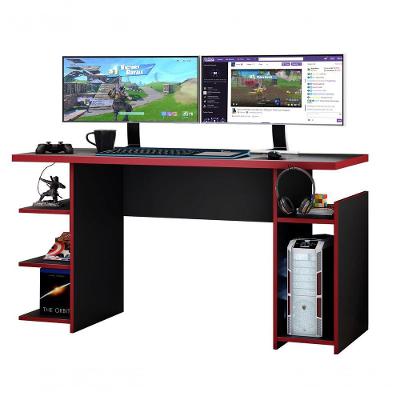 Mesa Para Computador Office Hamer Preto Com Vermelho - Moveisaqui