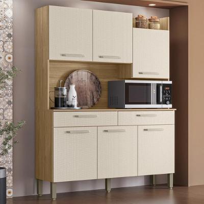 Armário De Cozinha Compacta Mdf 6 Portas Viena Plus - Freijó/soft
