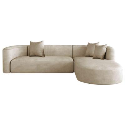 Sofá Modular Celinne Luxuoso Sala De Estar Decoração Luxo 265cm Linho Bege