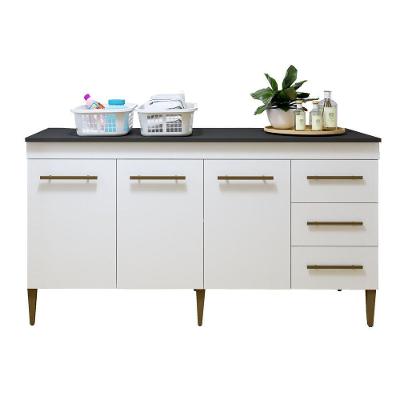 Lavanderia Modulada Nova Iguaçu Balcão 3 Portas E 3 Gavetas - Kaiki Móveis Branco