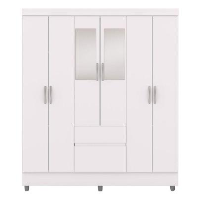 Guarda-roupa Casal 6 Portas 2 Gavetas Com Espelho Ideval Branco-camarim