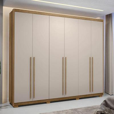 Guarda-roupa 6 Portas 3 Gavetas Com Maleiro Interno Dubai Majestic Nature/fendi 100% Mdf - Vila Rica