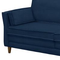 Sofá Living 3 Lugares 220Cm Pés Madeira Efraim F05 Veludo Azul - Mpozenato - 5