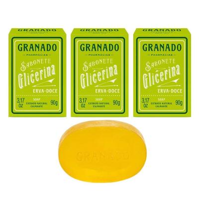 Kit 3 Sabonete Em Barra Vegetal De Glicerina Erva Doce Granado 90g