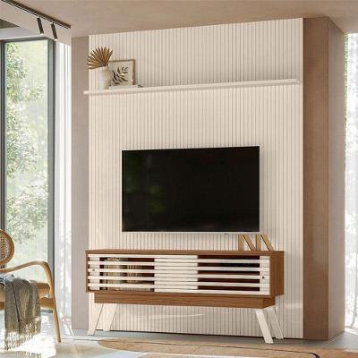 Painel Piso Teto New Interlagos Com Rack Bancada Frizz 1.5 New Premium Ambiente Naturale Off White- Madetec